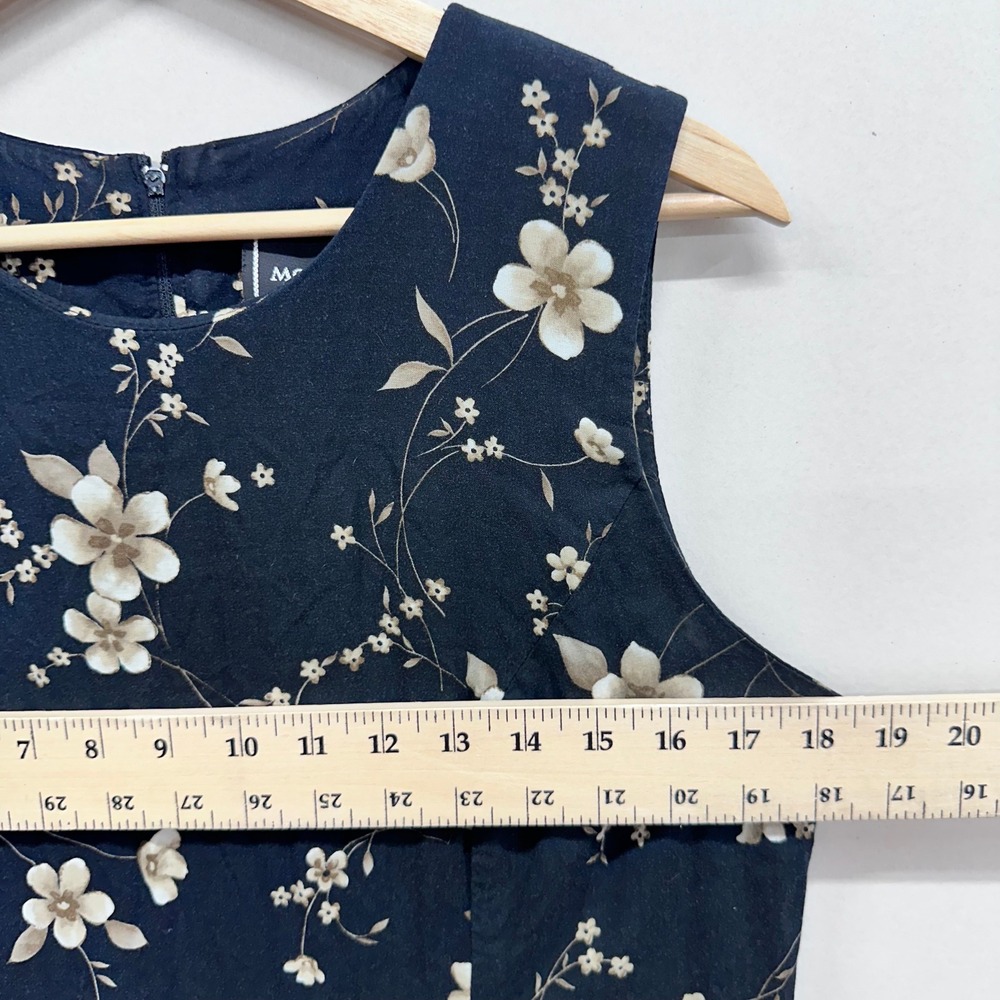 Vintage‎ Dark Floral Maxi Dress Womens M/L Black Rayon Cottage Prairie Long 90s - Picture 5 of 7